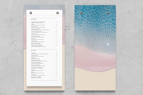 close up of Hopkins menu front and back